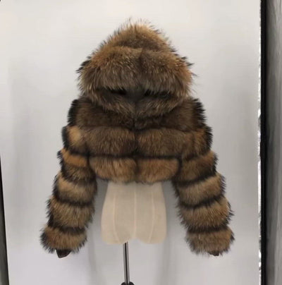 CROPPED RACOON FUR COAT