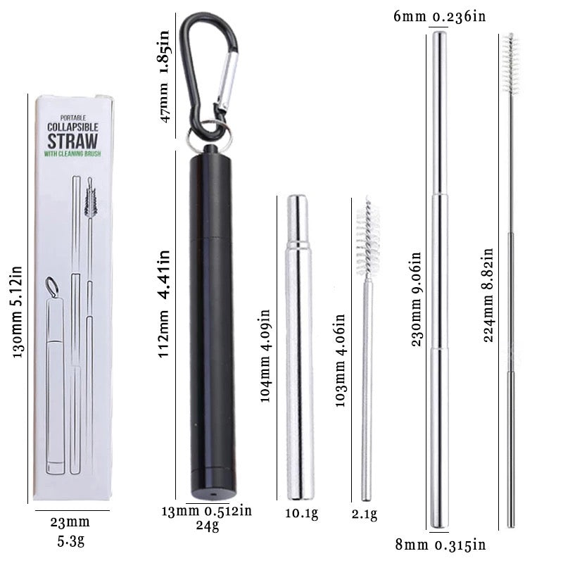 COLLAPSIBLE STAINLESS STEEL STRAW